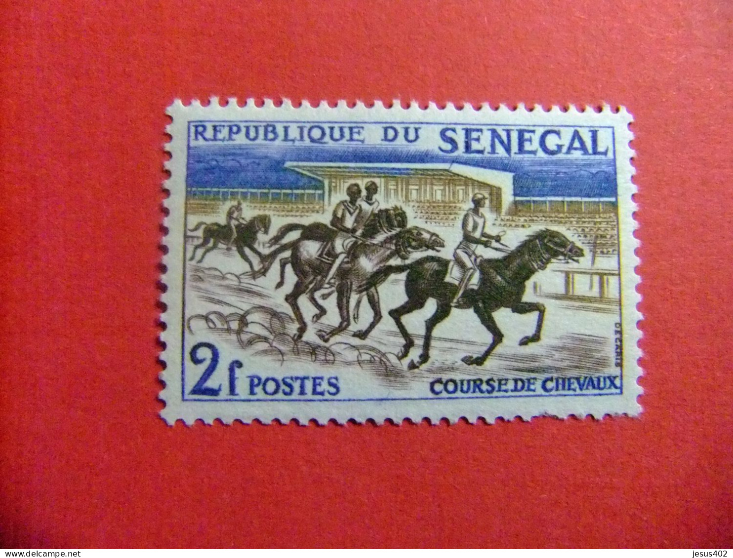55 REPUBLICA SENEGAL 1961 / DEPORTE ( Carrera De Caballos ) / YVERT 207 MH - Sénégal (1960-...)