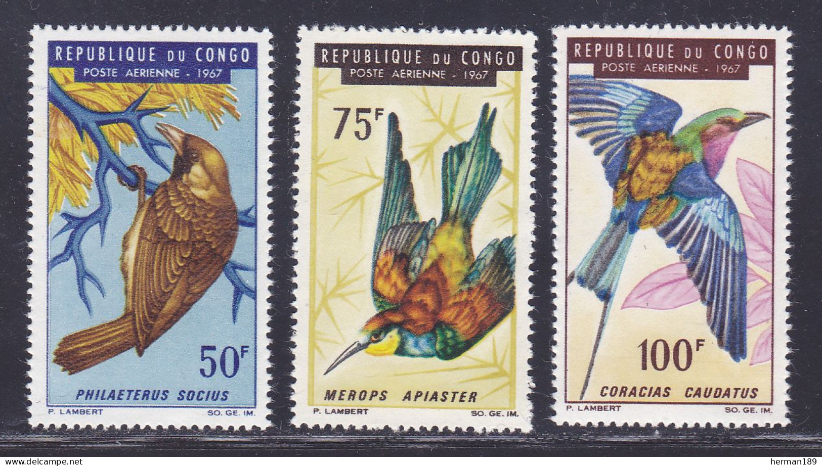 CONGO AERIENS N°   47 à 49 ** MNH Neufs Sans Charnière, TB (D2339) Oiseaux - 1967 - Neufs
