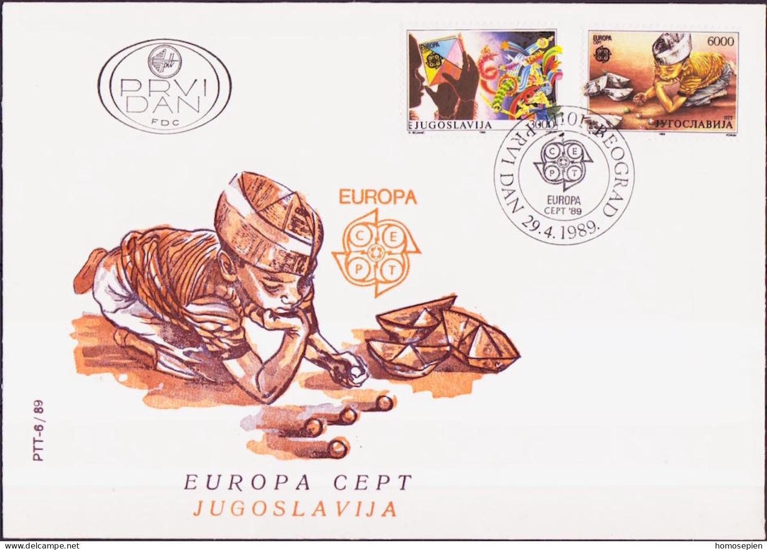 Yougoslavie - Jugoslawien - Yugoslavia FDC 1989 Y&T N°2222 à 2223 - Michel N°2340 à 2341 - EUROPA - FDC