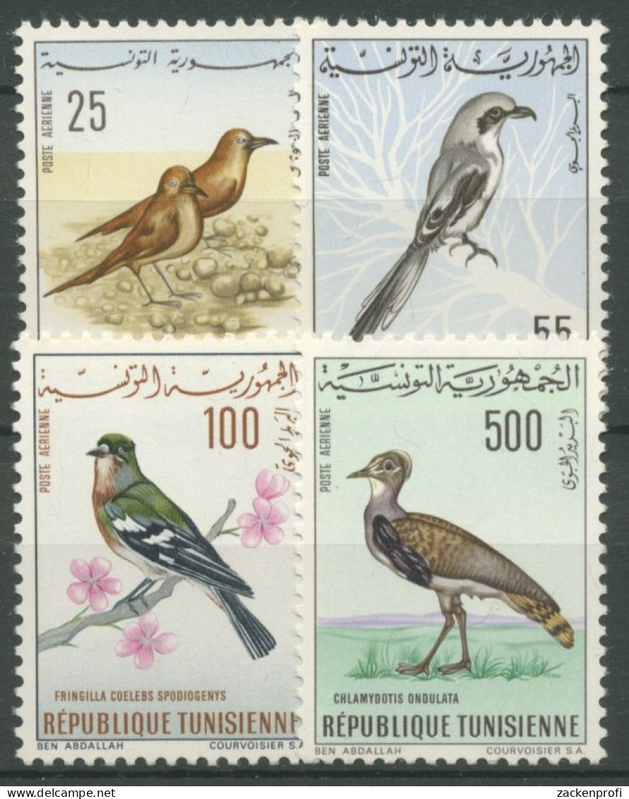 Tunesien 1965 Vögel Raubwürger Kragentrappe Buchfink 639/42 Postfrisch - Tunisie (1956-...)