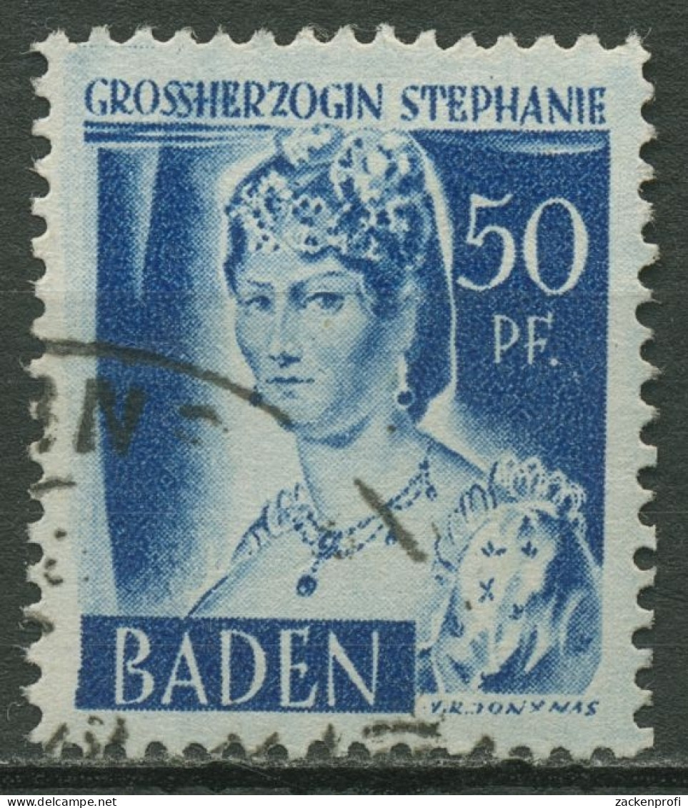 Franz. Zone: Baden 1948 Grossherzogin Stephanie Type II, 24 Y II Gestempelt - Baden
