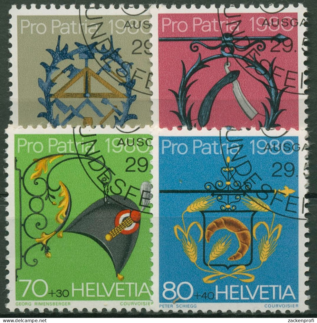 Schweiz 1980 Pro Patria Handwerkerschilder 1176/79 Gestempelt - Gebruikt