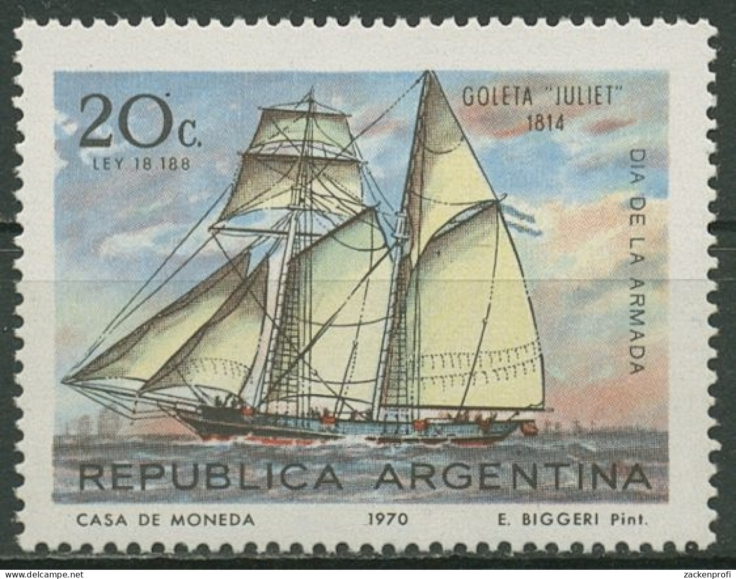 Argentinien 1970 Tag Der Flotte Schiffe Schoner 1062 Postfrisch - Unused Stamps