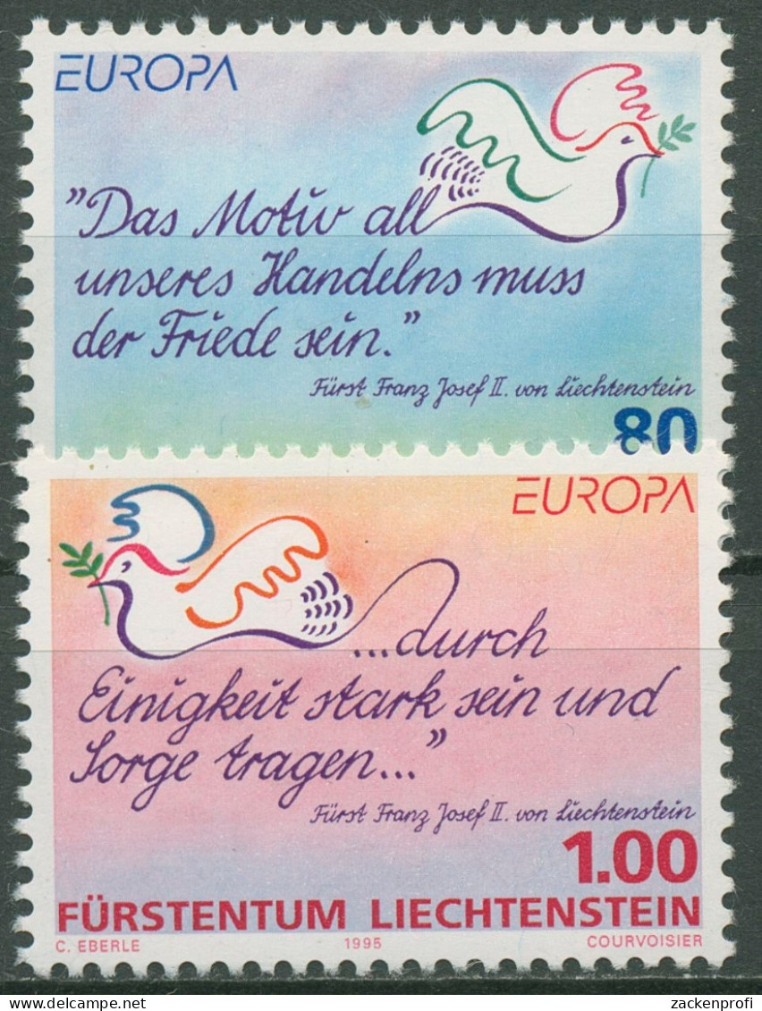 Liechtenstein 1995 Europa CEPT Frieden Freiheit Fiedenstauben 1103/04 Postfrisch - Unused Stamps