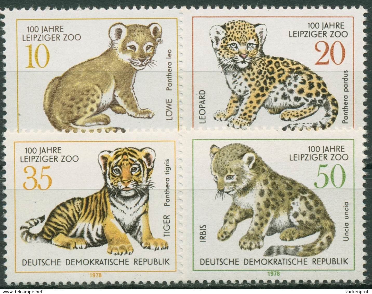 DDR 1978 Tiere Zoo Leipzig Löwe Leopard Tiger Irbis 2322/25 Postfrisch - Unused Stamps