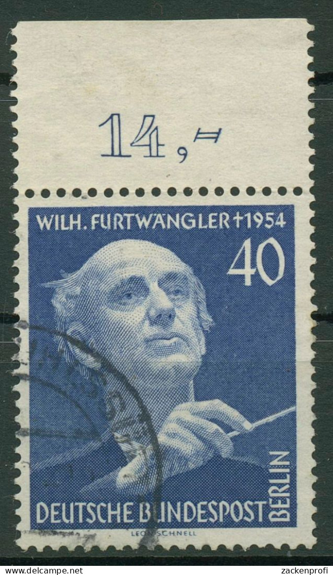 Berlin 1955 1. Todestag Von Wilhelm Furtwängler Oberrand 128 OR Gestempelt - Used Stamps