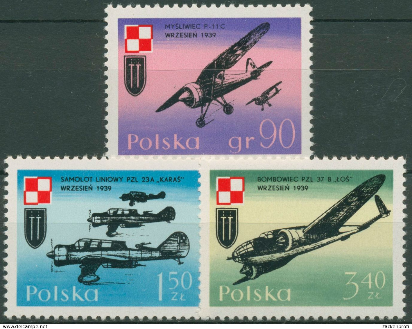 Polen 1971 Kriegsflugzeuge 2119/21 Postfrisch - Unused Stamps