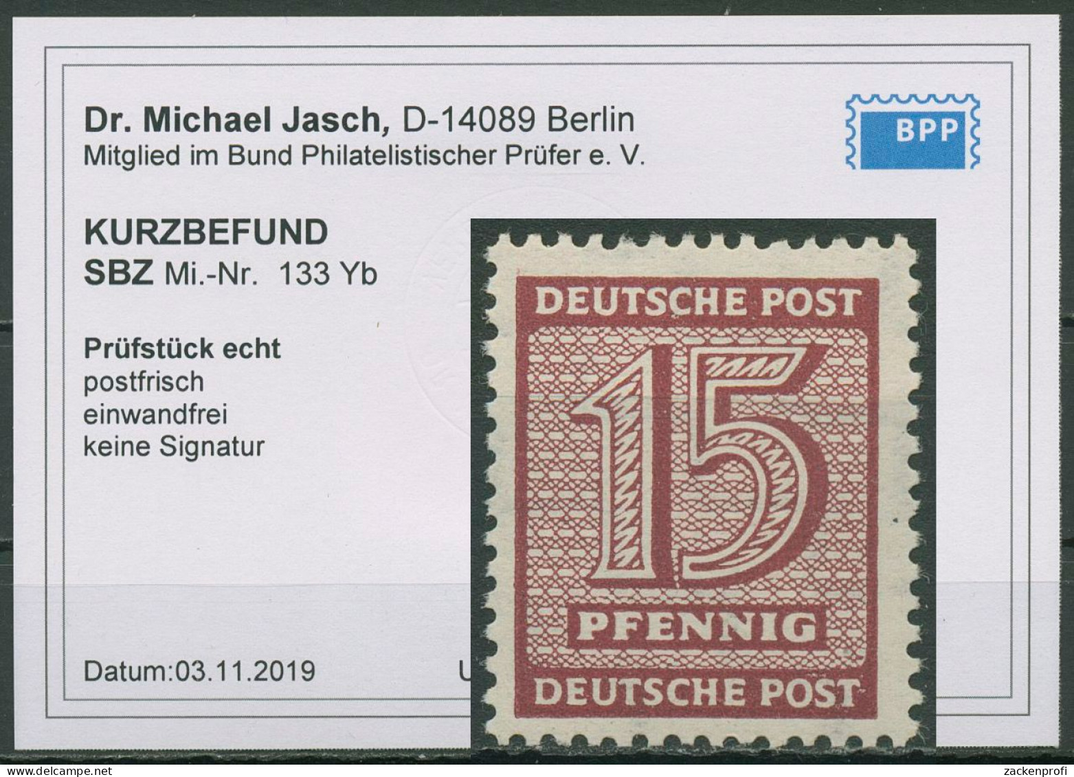 SBZ West-Sachsen 1945 Ziffern 133 Y W B Postfrisch Geprüft Mit Befund - Other & Unclassified