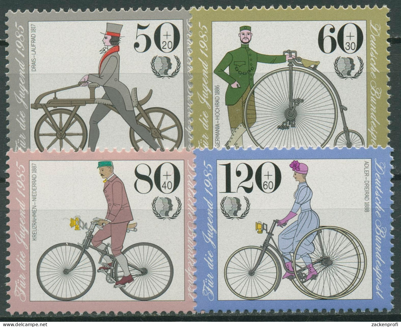 Bund 1985 Jugend: Historische Fahrräder 1242/45 Postfrisch - Ungebraucht