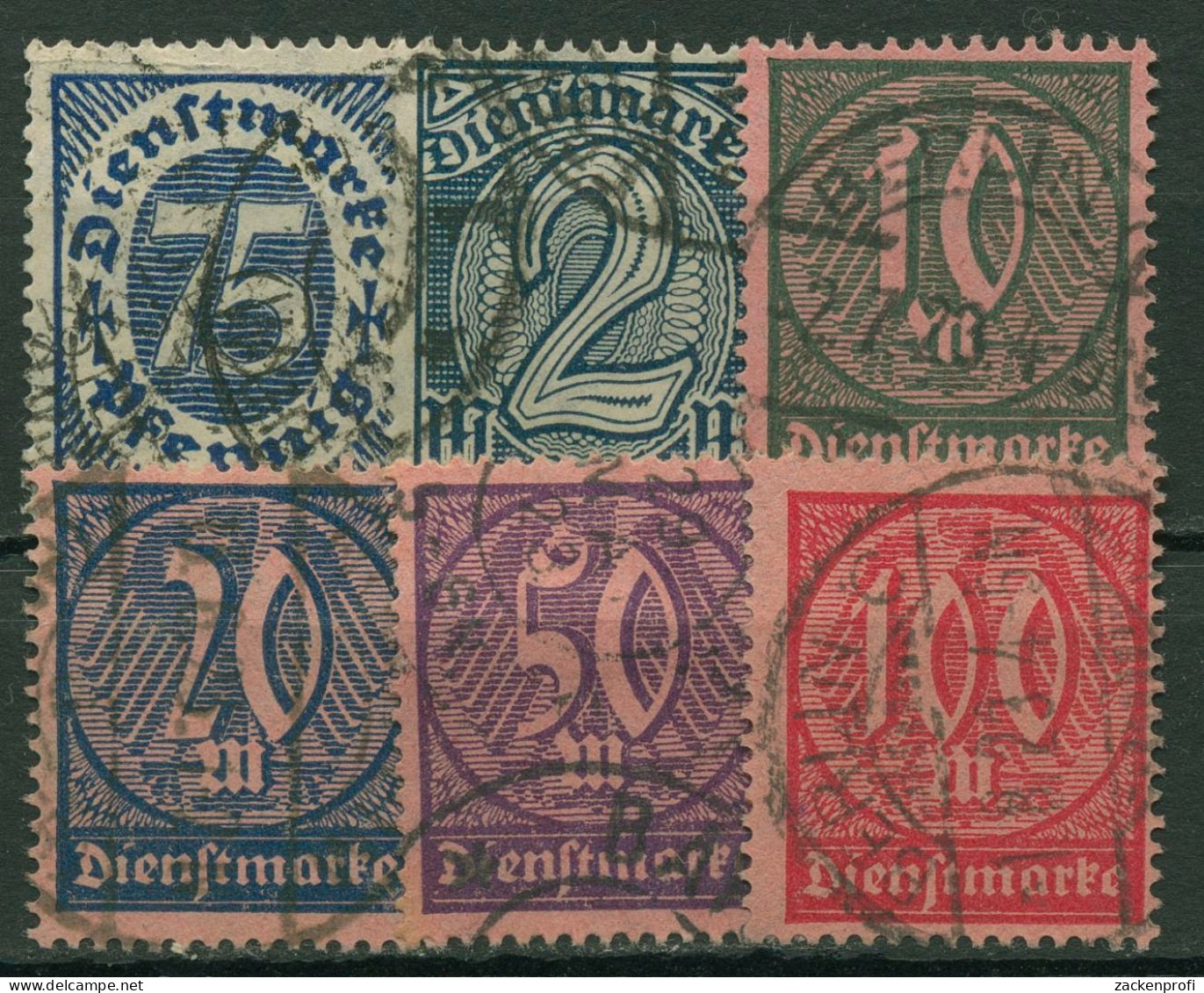 Deutsches Reich Dienstmarken 1922 Wertziffern D 69/74 Gestempelt - Service
