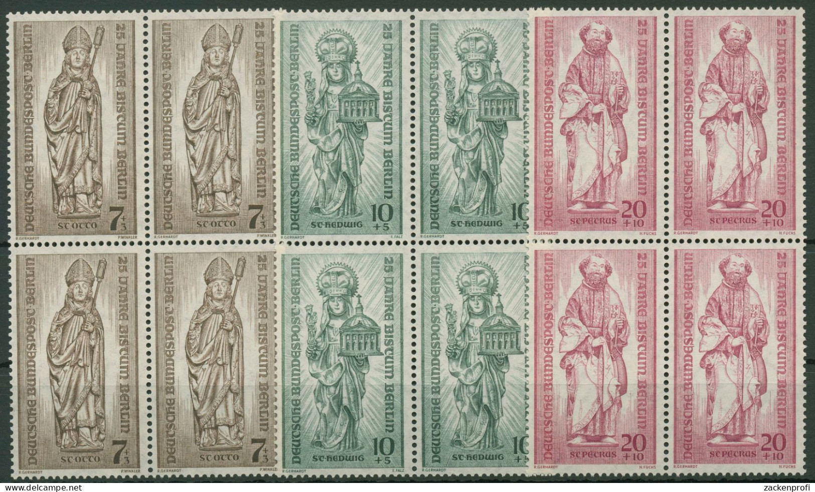 Berlin 1955 25 Jahre Bistum Berlin: Wiederaufbau 132/34 4er-Block Postfrisch - Unused Stamps