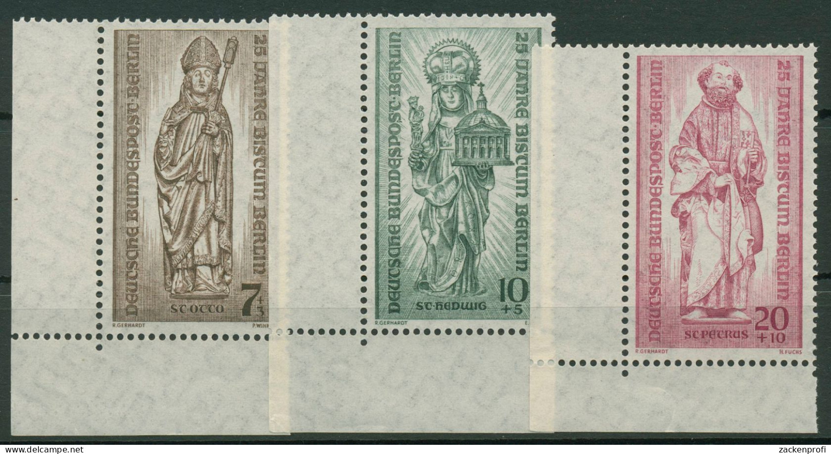 Berlin 1955 25 Jahre Bistum Berlin: Wiederaufbau 132/34 Ecke 3 Postfrisch - Unused Stamps