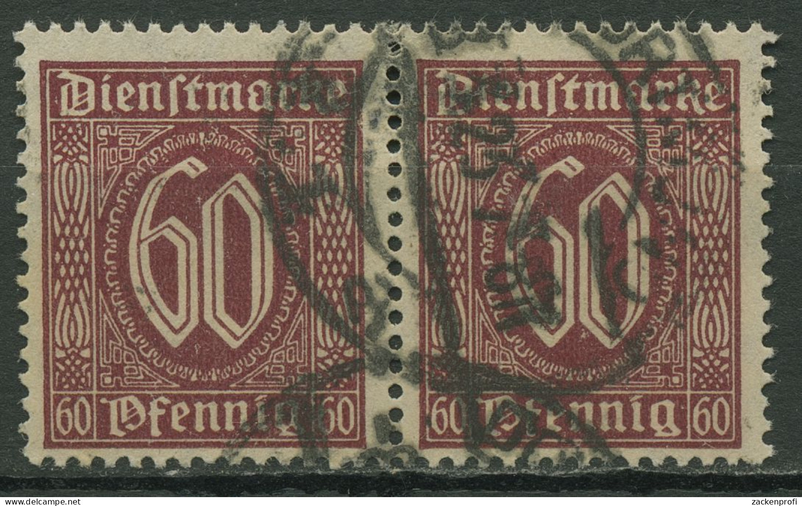 Deutsches Reich Dienst 1921/22 Wertziffern D 66 A Waagerechtes Paar Gestempelt - Dienstzegels