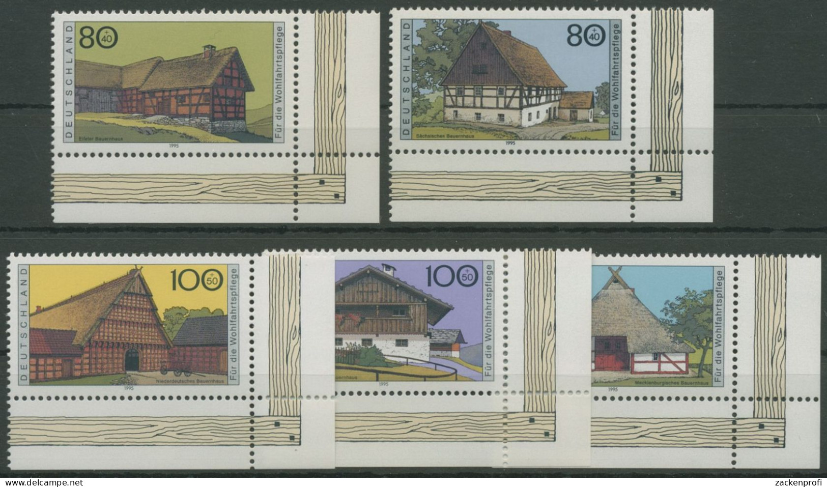 Bund 1995 Bauwerke Bauernhäuser 1819/23 Ecke 4 Postfrisch (E2476) - Nuevos