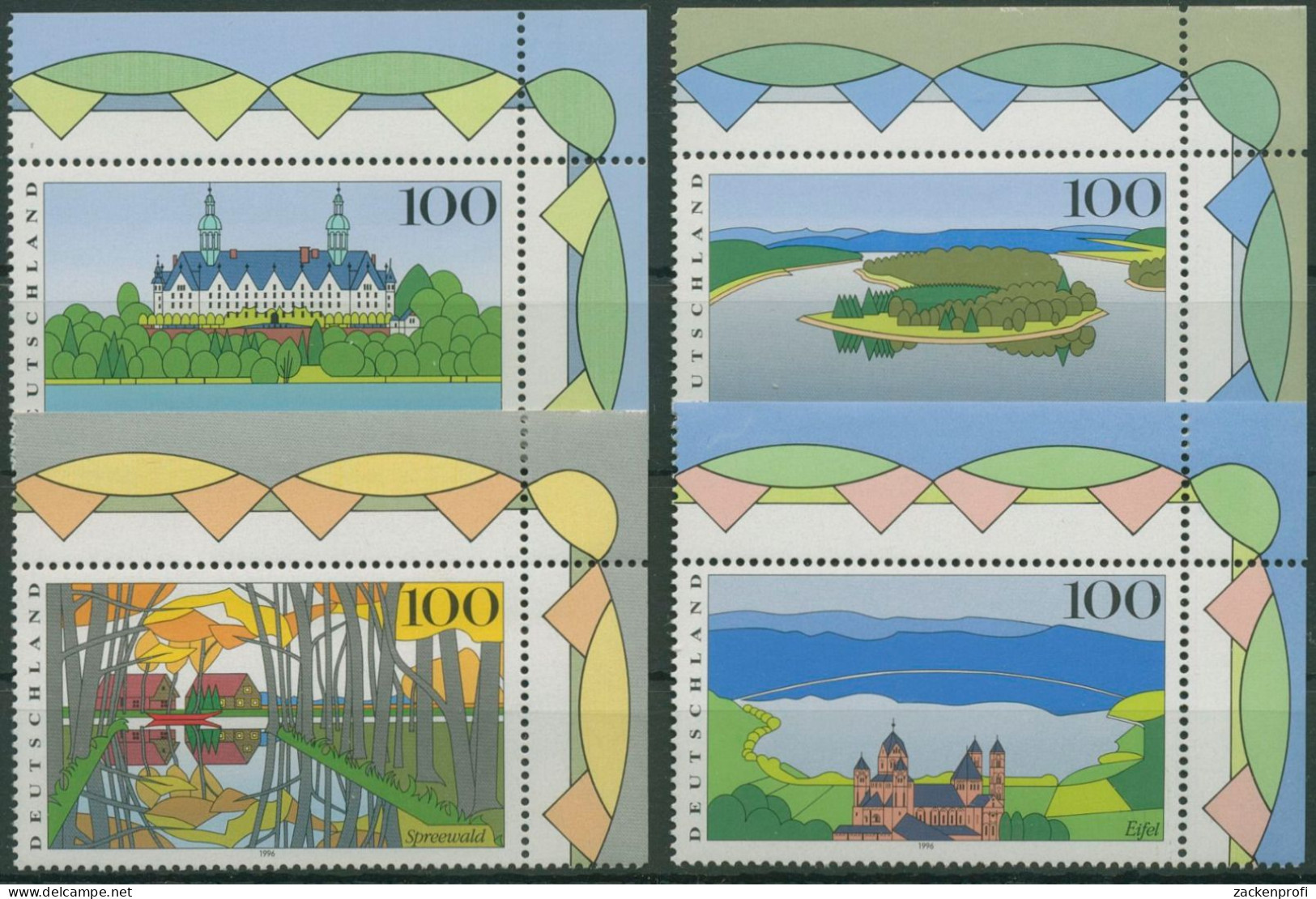 Bund 1996 Landschaften Spreewald Eifel 1849/52 Ecke 2 Postfrisch (E2559) - Nuevos