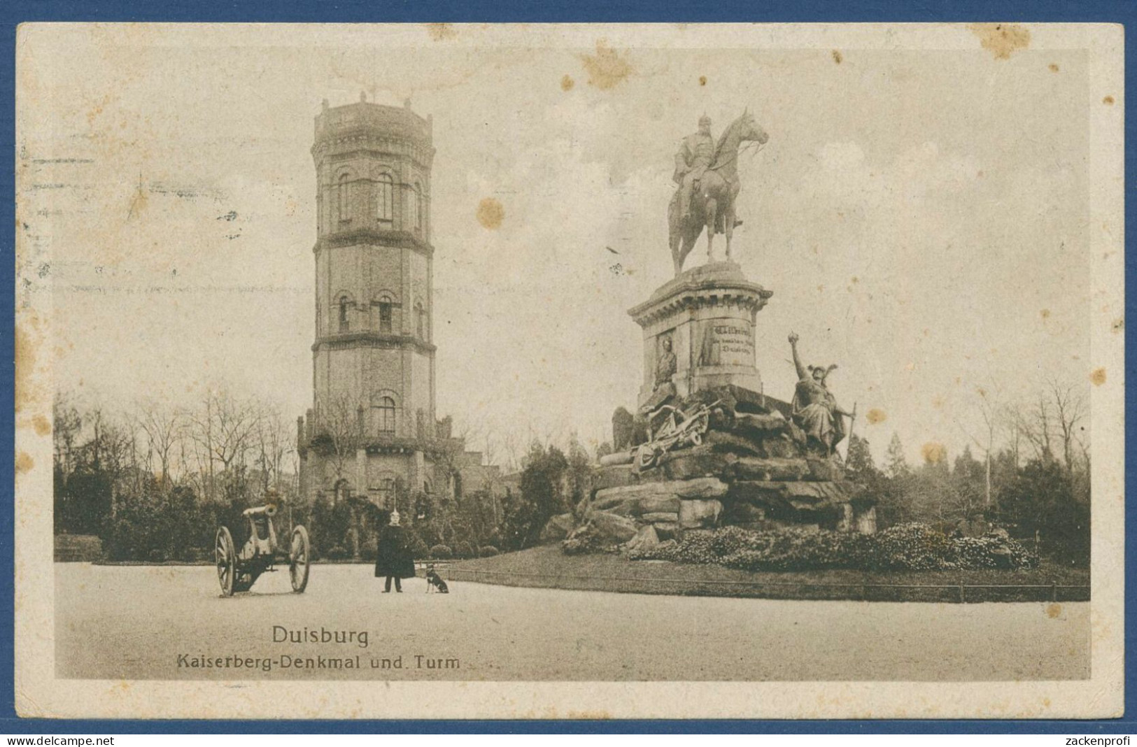 Duisburg Kaiserberg-Denkmal Und Turm, Gelaufen 1926 Fleckig (AK4508) - Duisburg