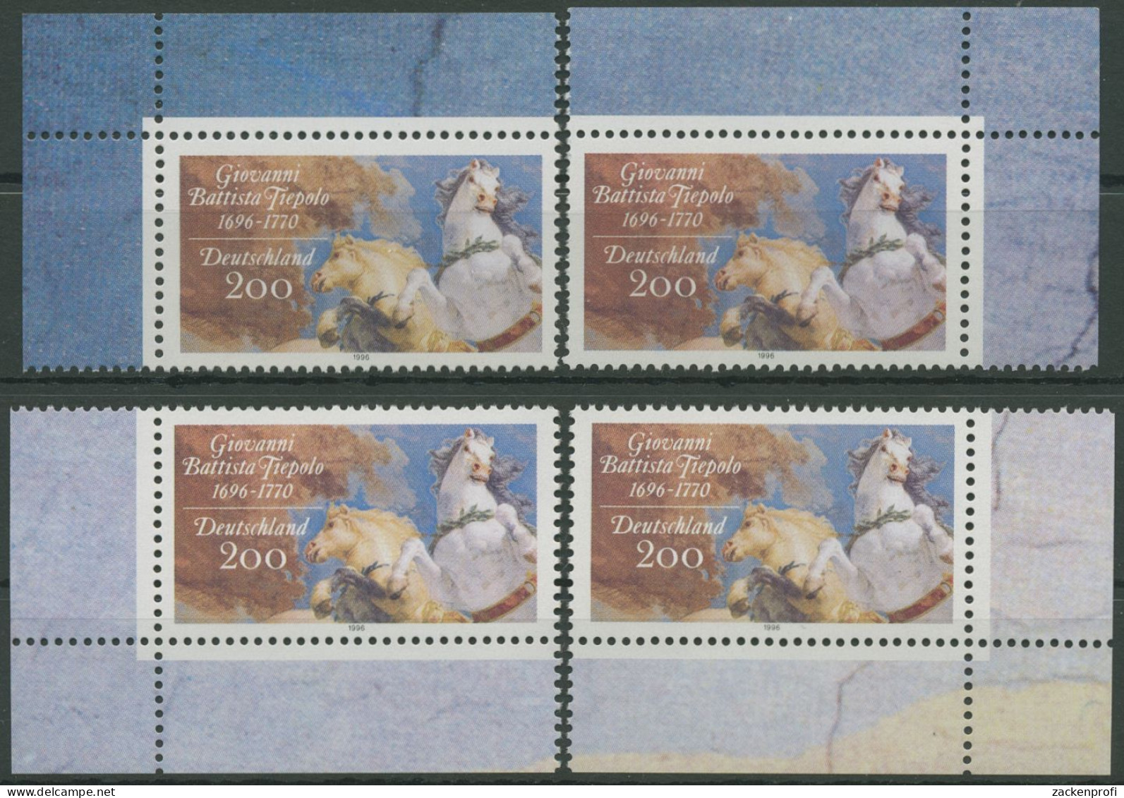 Bund 1996 Malerei Deckenfresko G.Tiepolo 1847 Alle 4 Ecken Postfrisch (E2553) - Ungebraucht