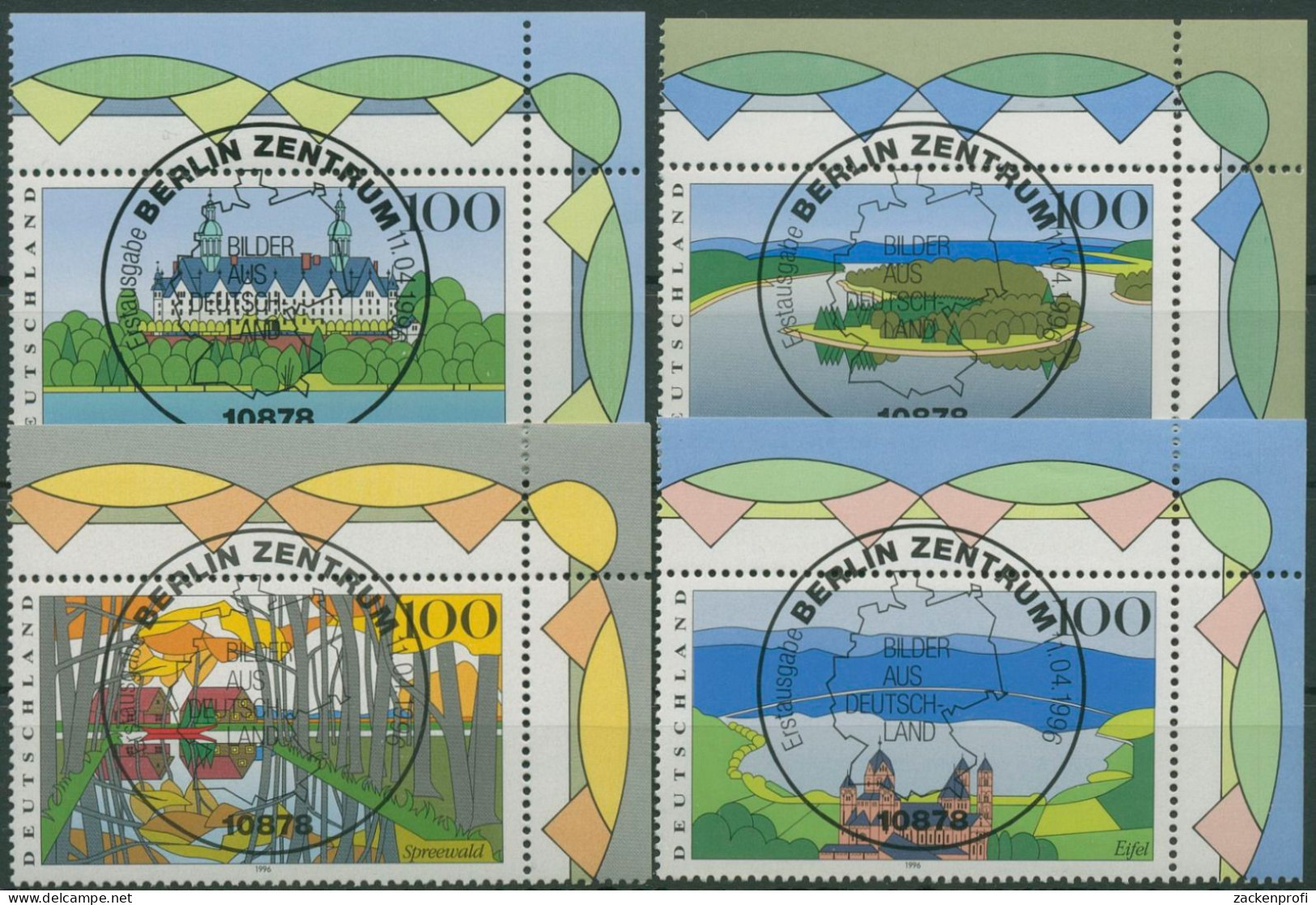 Bund 1996 Landschaften Spreewald Eifel 1849/52 Ecke 2 Mit TOP-ESST Berlin(E2565) - Gebraucht