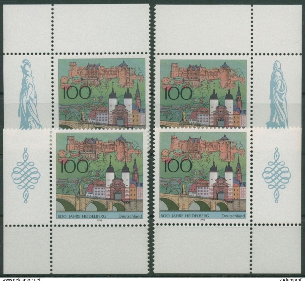 Bund 1996 Heidelberg Bauwerke 1868 Alle 4 Ecken Postfrisch (E2615) - Ungebraucht