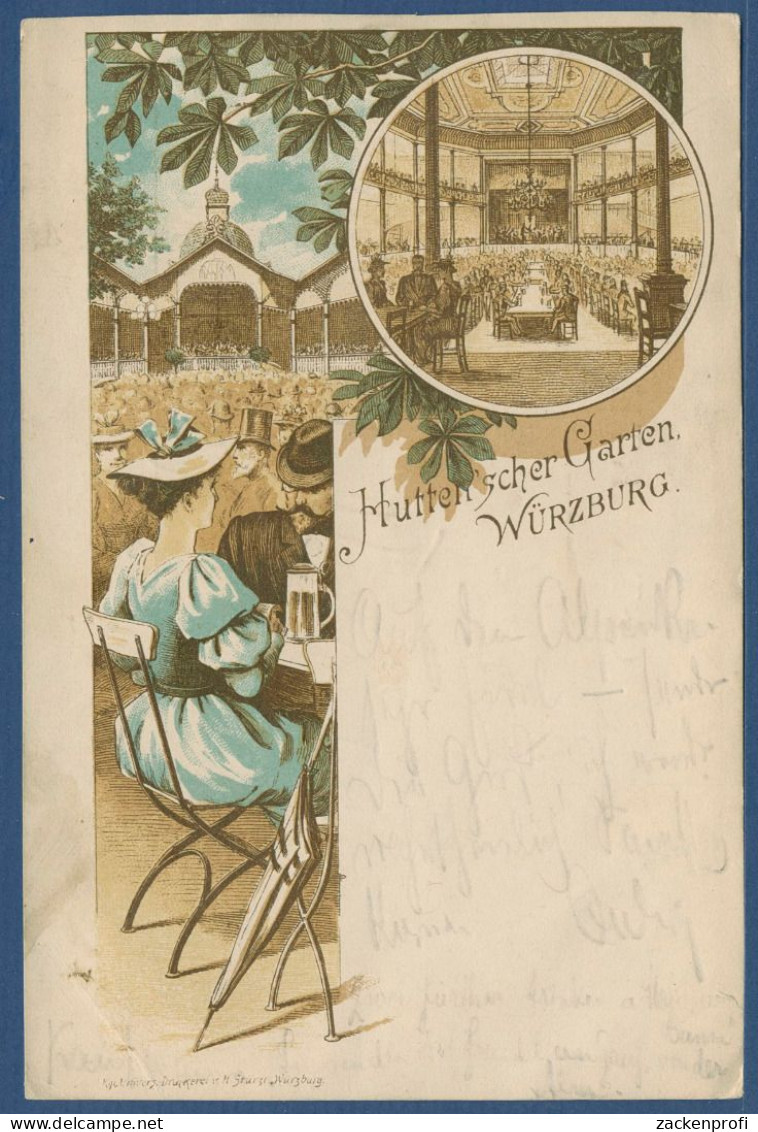 Restaurant Hutten'scher Garten Würzburg, Beschrieben Ca. 1900 (AK4497) - Wuerzburg