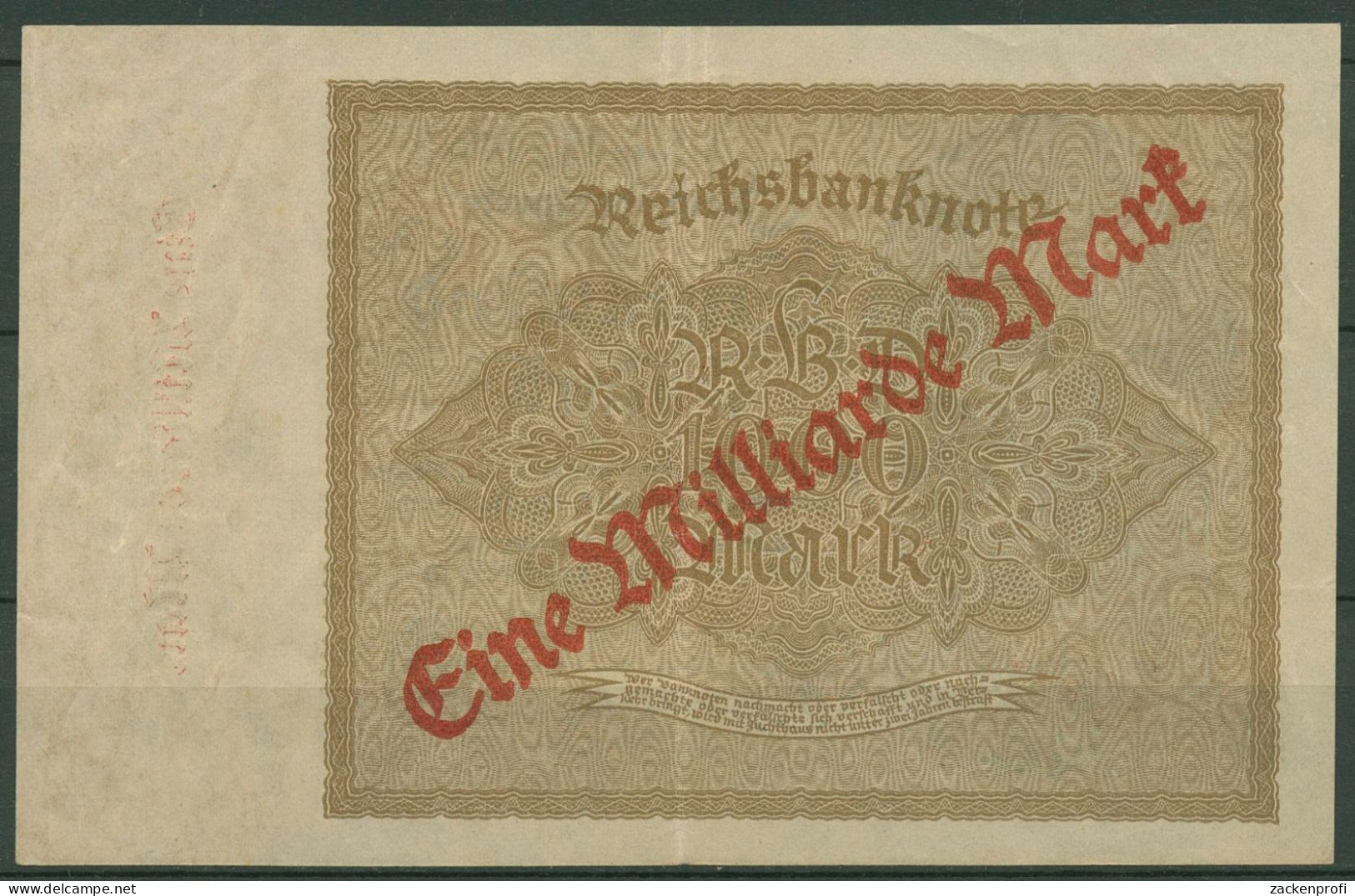 Dt. Reich 1 Milliarde Mark 1923, DEU-126b FZ D, Leicht Gebraucht (K1148) - 1 Mrd. Mark