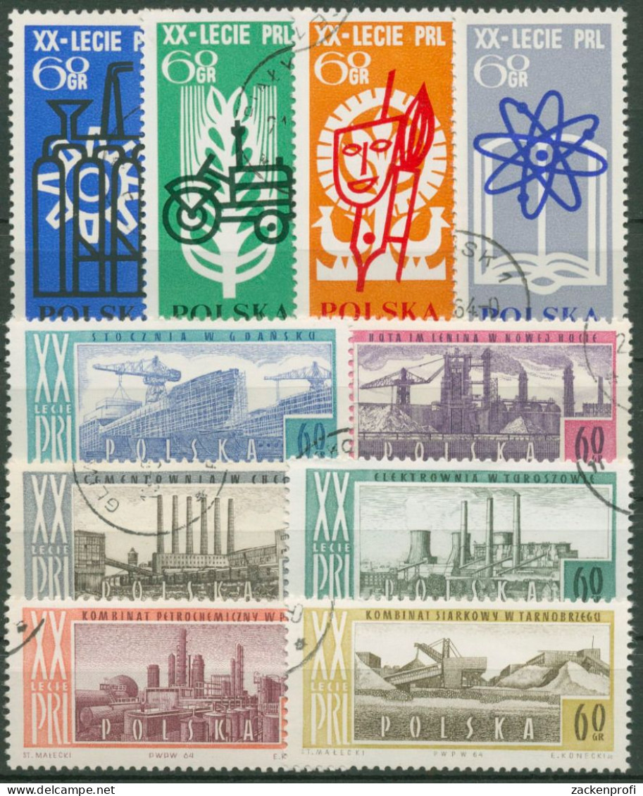 Polen 1964 20 Jahre Volksrepublik Industrie 1503/12 Gestempelt - Oblitérés
