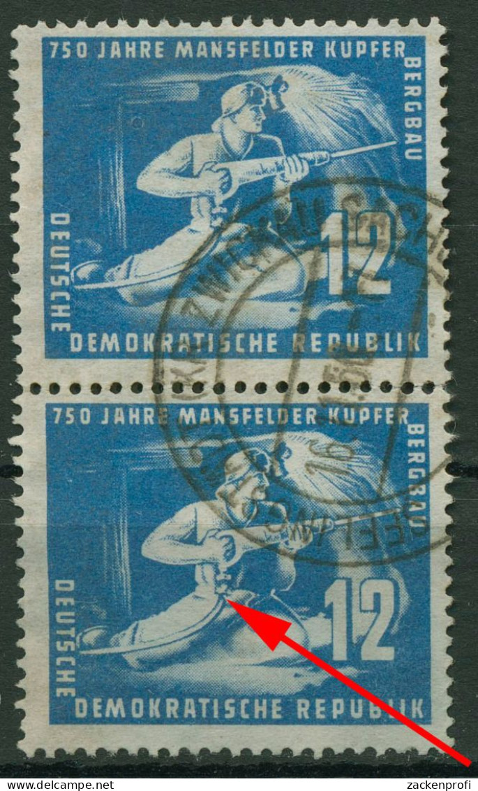 DDR 1950 Mansfelder Kupferschieferbergbau Mit Plattenfehler 273 F 7 D Gestempelt - Varietà E Curiosità