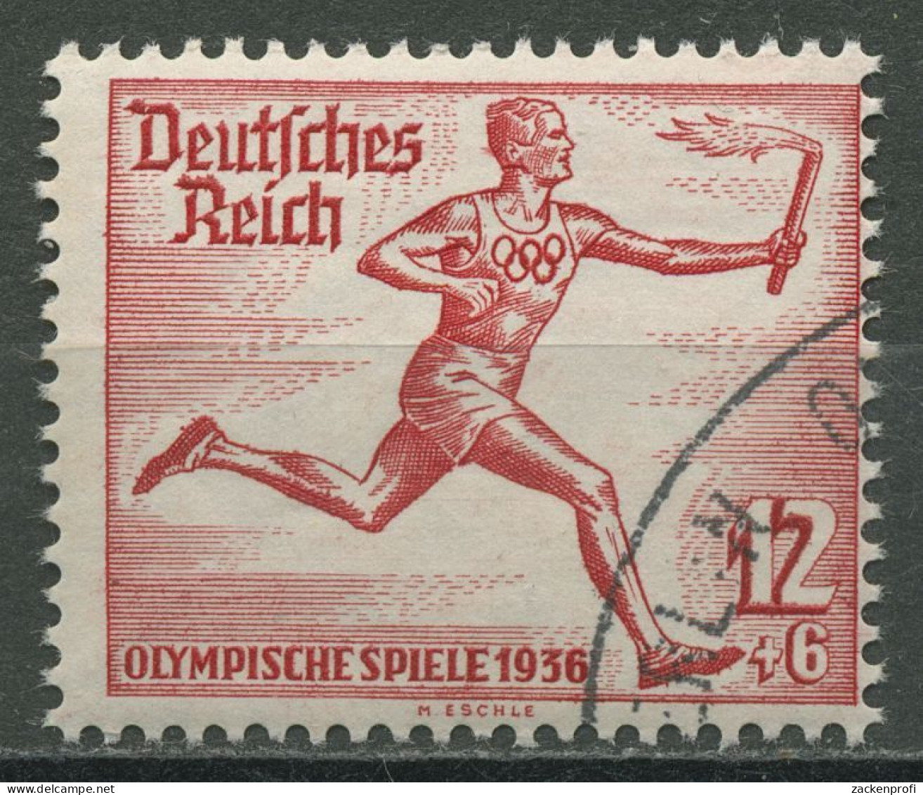Dt. Reich 1936 Einzelmarke Aus Olympia-Block Fackellauf 629 Gestempelt - Oblitérés