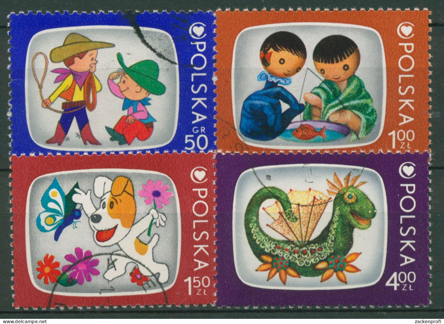 Polen 1975 Kinderfernsehen Filme 2392/95 Gestempelt - Used Stamps