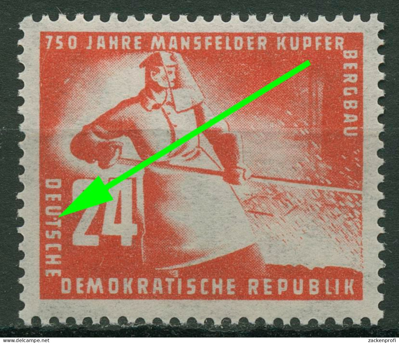 DDR 1950 Mansfelder Kupferschieferbergbau Mit Plattenfehler 274 F 10 Postfrisch - Errors & Oddities