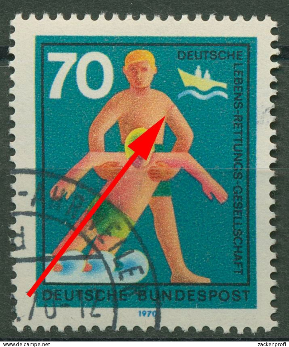 Bund 1970 Freiwillige Hilfsdienste Mit Plattenfehler 634 II Gestempelt - Variétés Et Curiosités