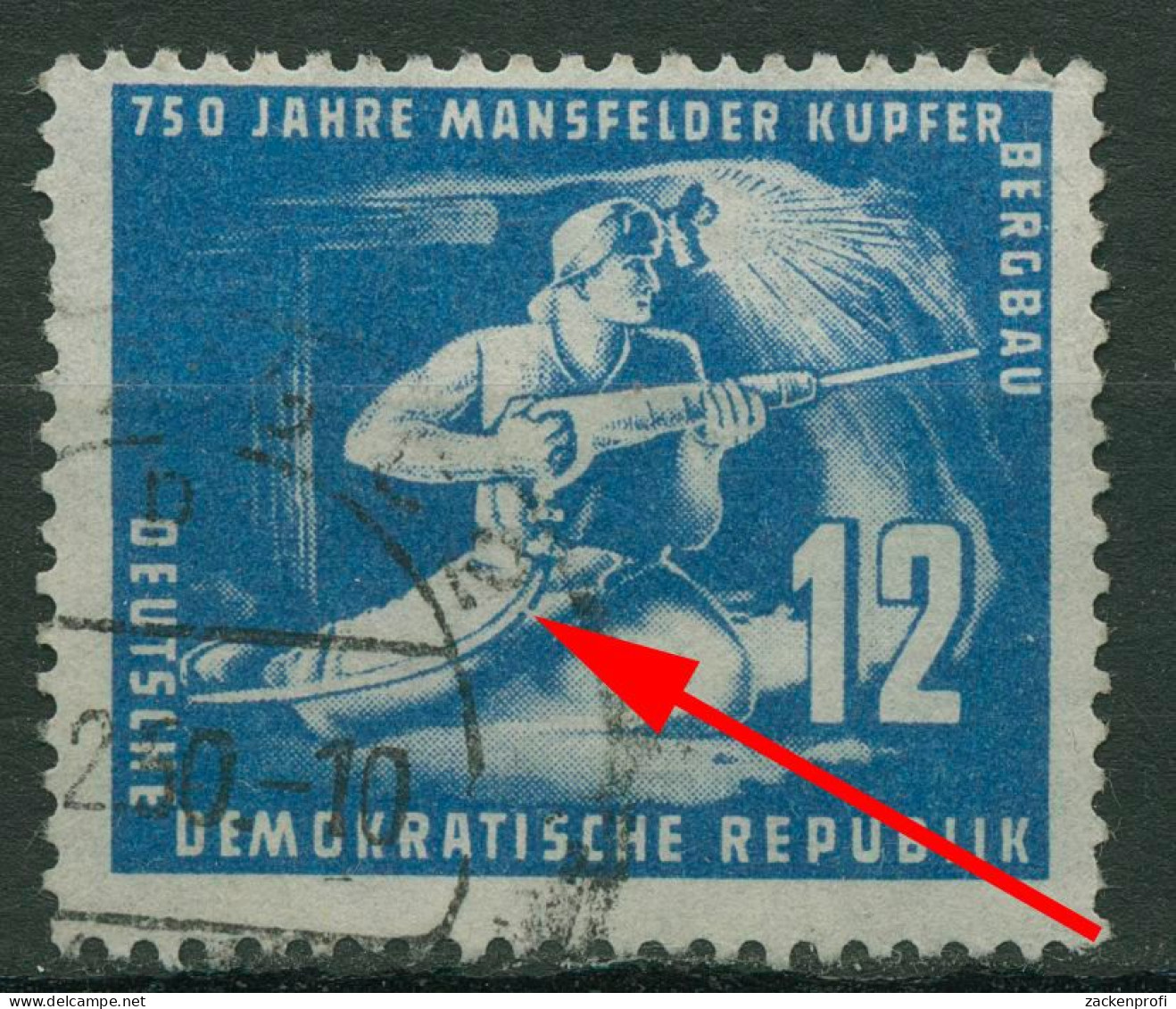 DDR 1950 Mansfelder Kupferschieferbergbau Mit Plattenfehler 273 F 47 Gestempelt - Errors & Oddities