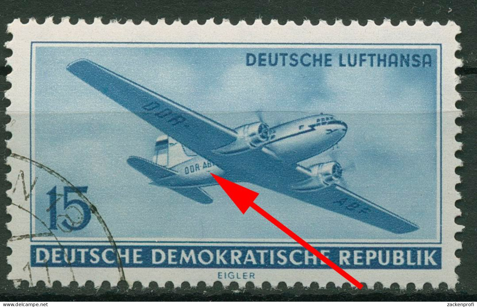 DDR 1956 Eröffnung D. Zivilen Luftverkehrs M. Plattenfehler 514 F 15a Gestempelt - Variétés Et Curiosités