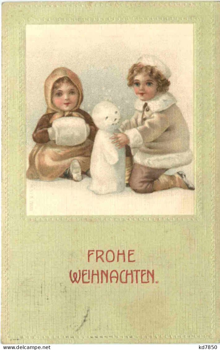 Weihnachten - Kinder Schneemann - Prägekarte - Autres & Non Classés