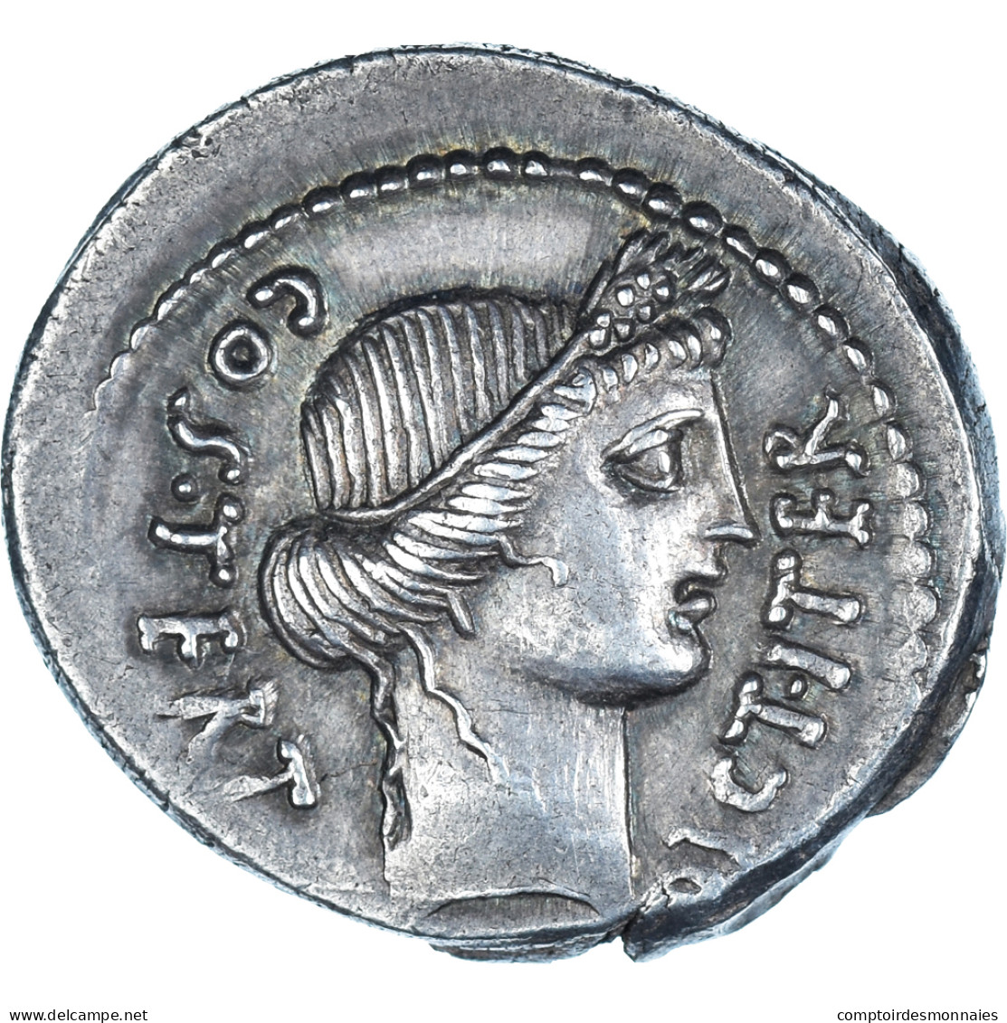 Monnaie, Jules César, Denier, 46 BC, Atelier Incertain, Pedigree, SPL, Argent - République (-280 à -27)