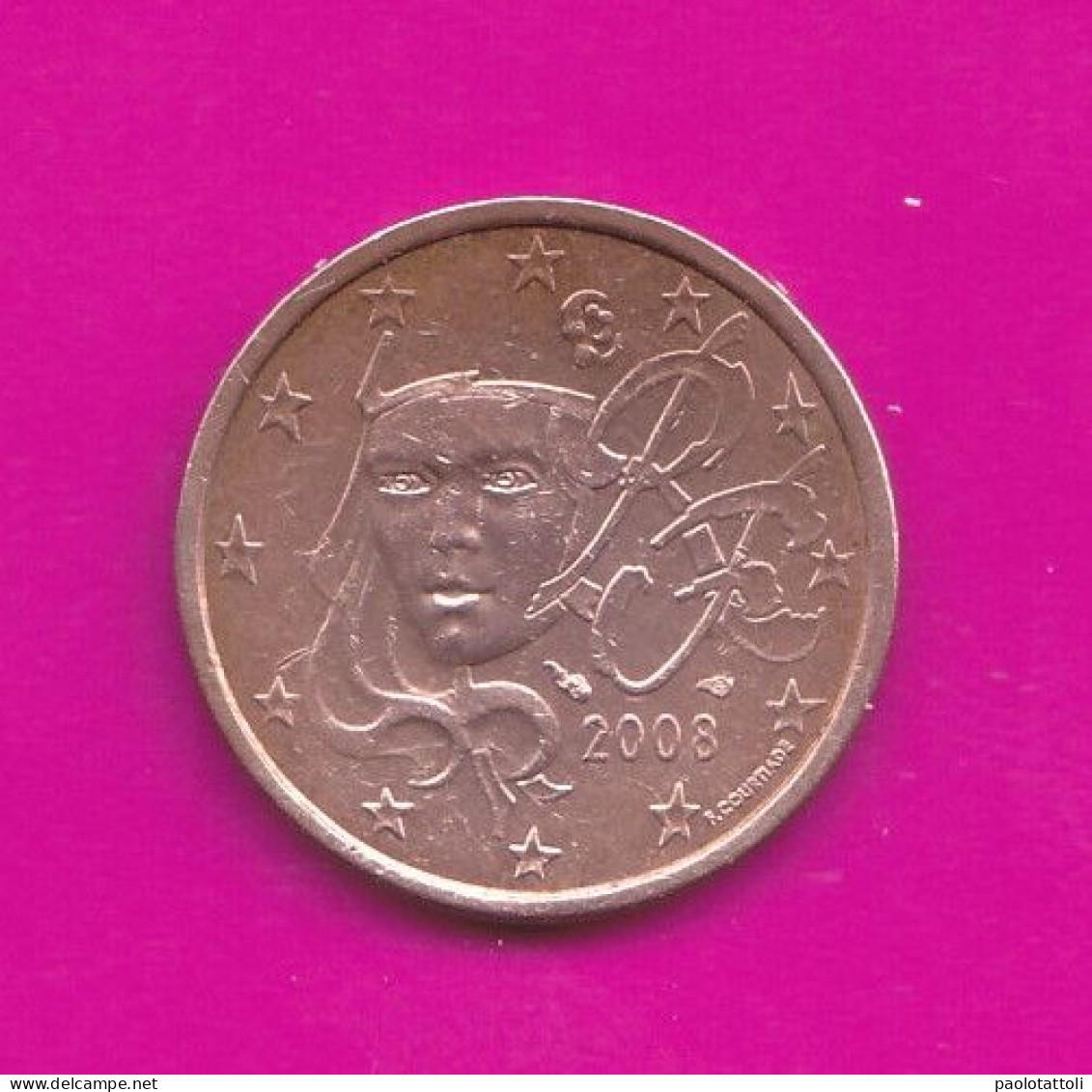 France, 2008- 5 Euro Cent- Mint Director Hubert Lerivière- Copper Plated Steel- Obverse Marianne Courtiade. - France