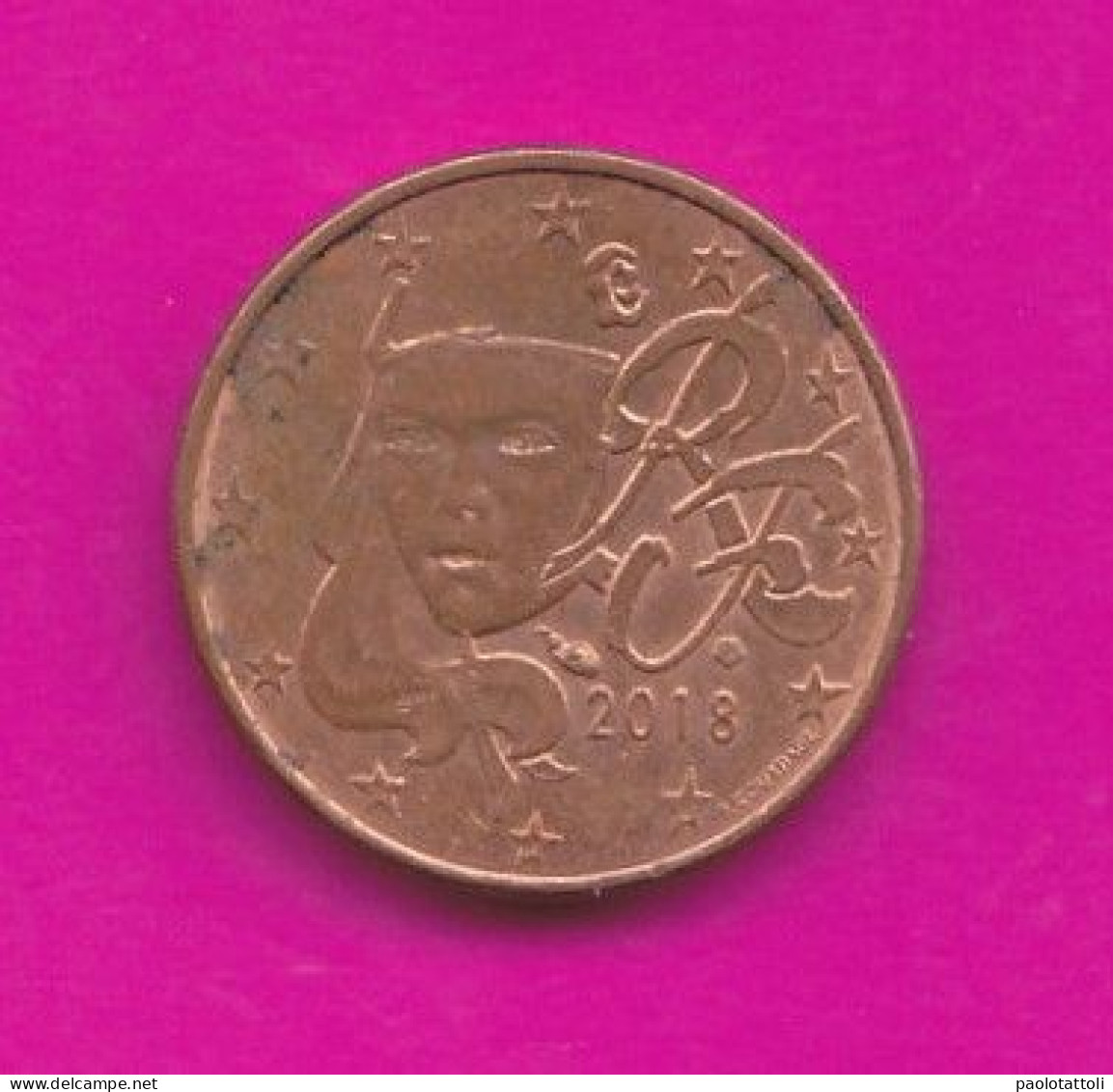 France, 2018- 1 Euro Cent- Mint Director Yves Sampoo- Copper Plated Steel- Obverse Marianne De Courtiade. - France