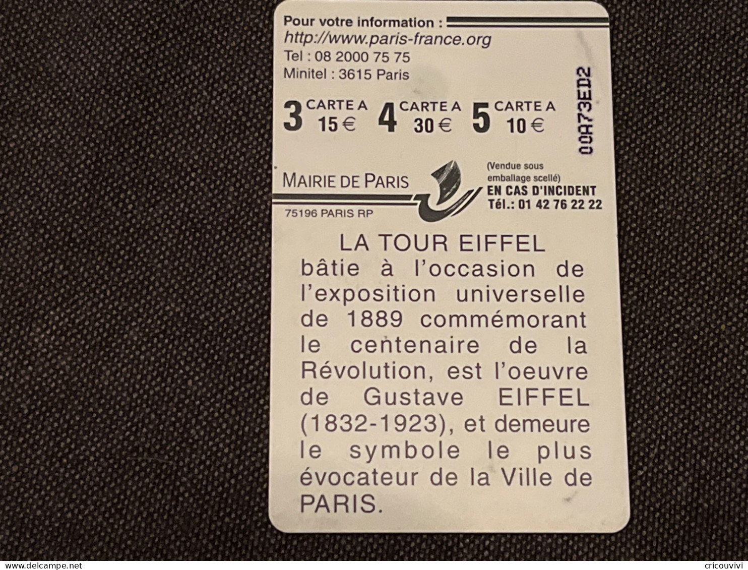 Paris Carte 15 - Parkkarten