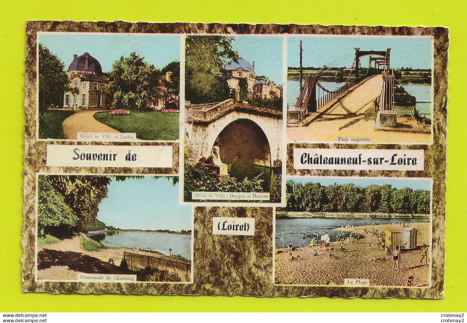 45 CHATEAUNEUF SUR LOIRE Vers Orléans En 1953 Hôtel De Ville Pont Suspendu Promenade De Chastaing Plage Photo Seznec - Orleans