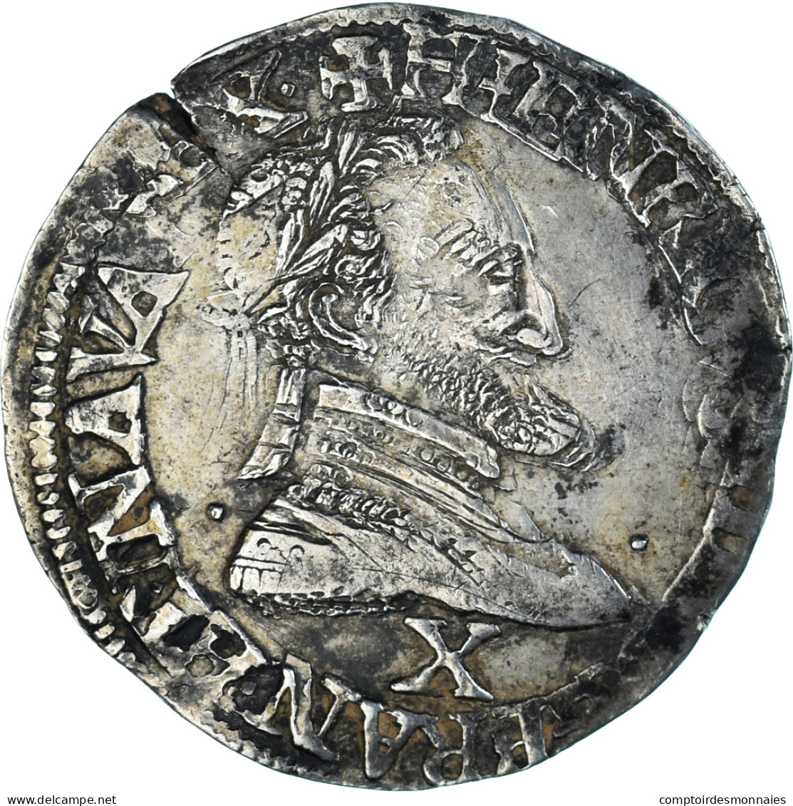 Monnaie, France, Henri IV, 1/2 Franc, 1595, Amiens, Rare, TTB, Argent - 1589-1610 Hendrik IV