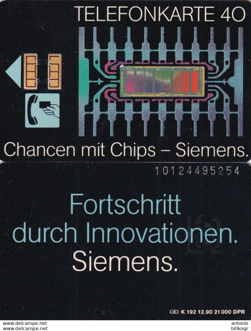 GERMANY - Siemens/Chancen Mit Chips(K 192), Tirage 21000, 12/90, Mint - K-Serie : Serie Clienti