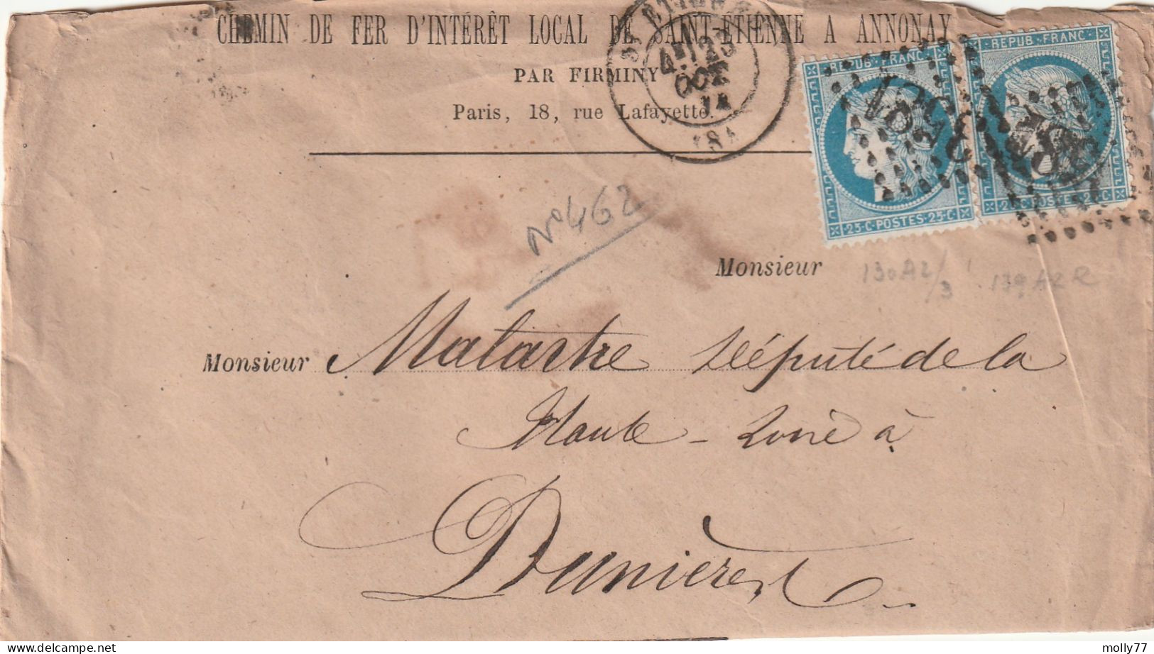 Lettre De Saint Etienne à Dunières LSC - 1849-1876: Periodo Clásico