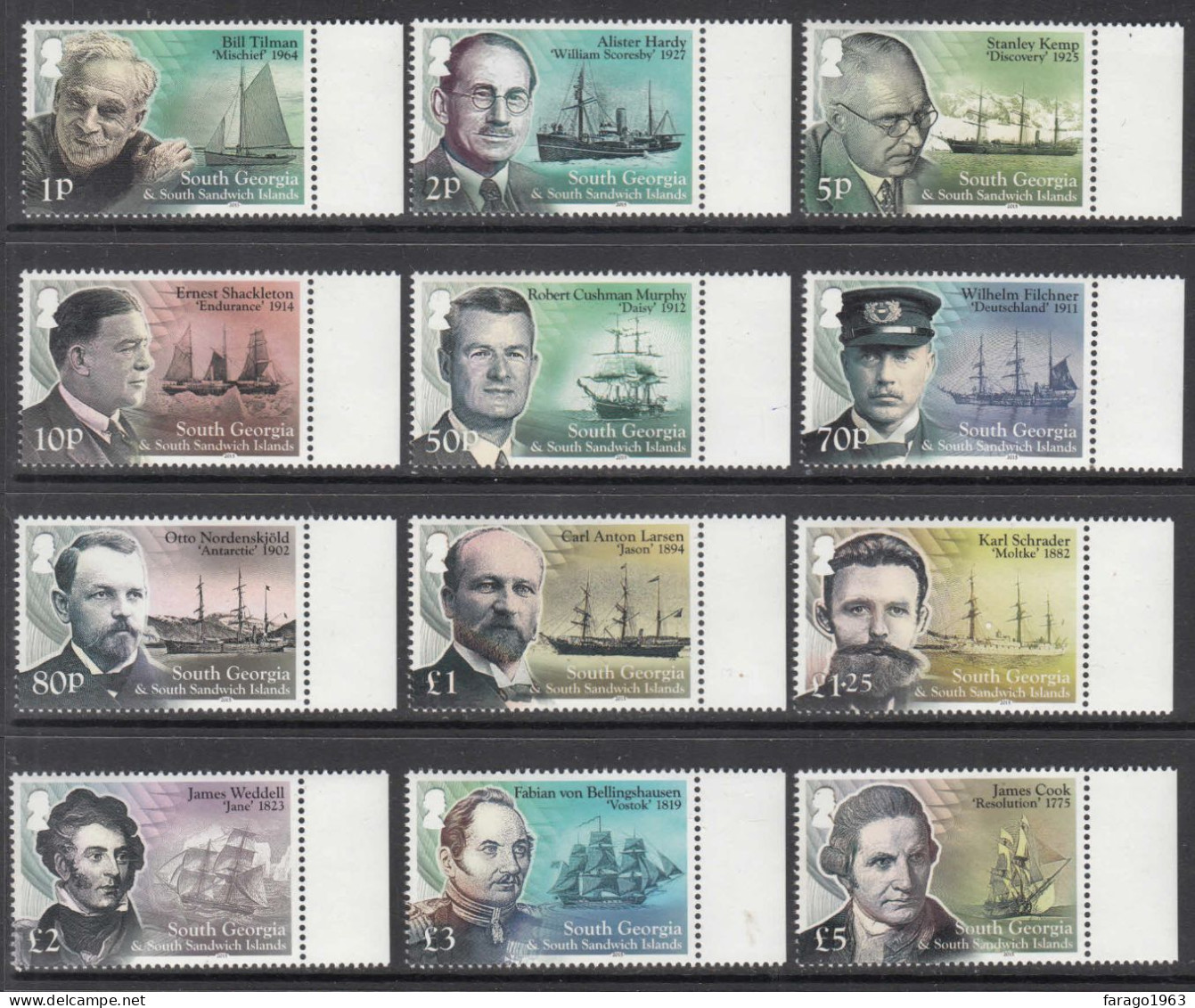 2015 South Georgia Ships Definitives Complete Set Of 12  MNH - Géorgie Du Sud