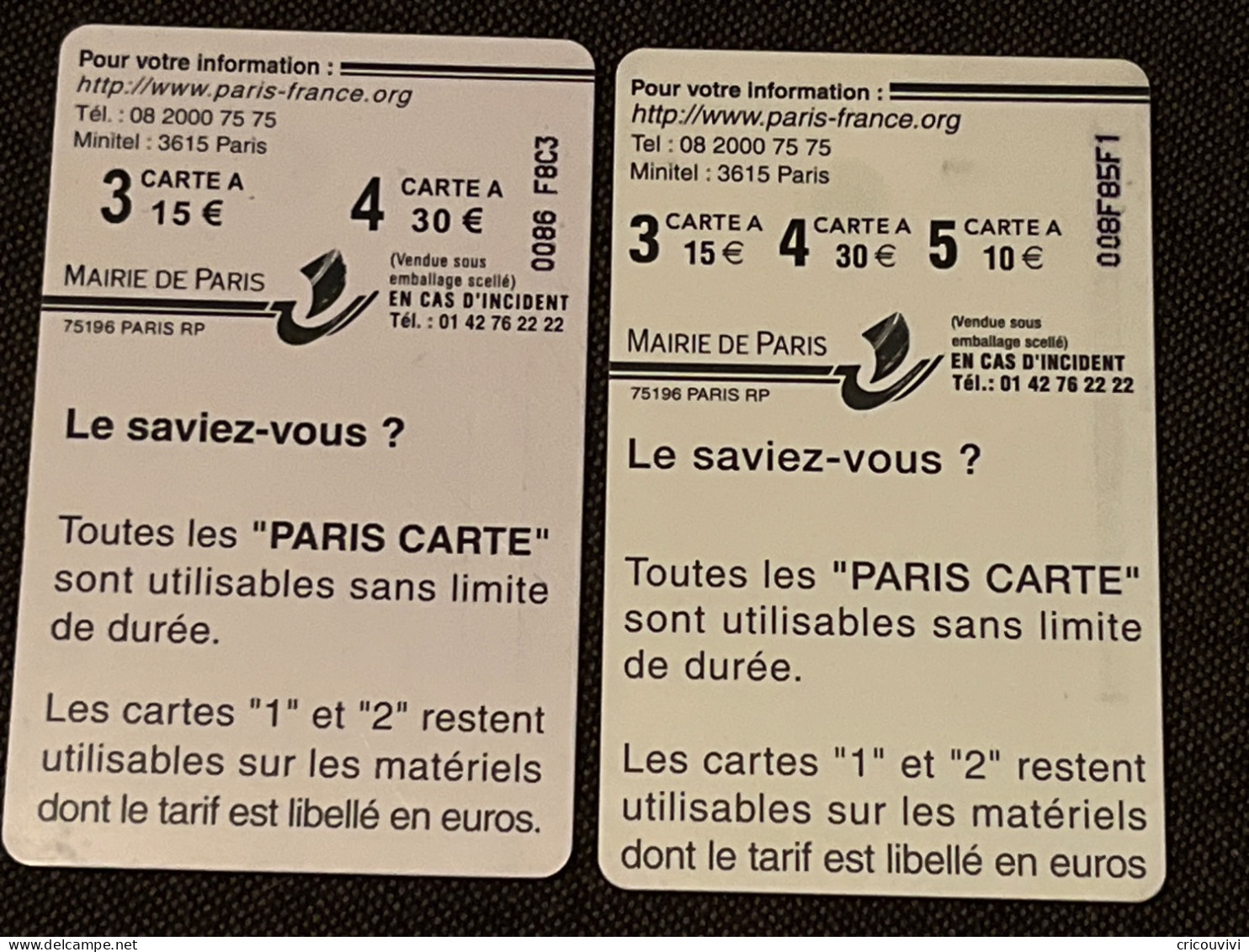 Paris Carte 21 - Cartes De Stationnement, PIAF