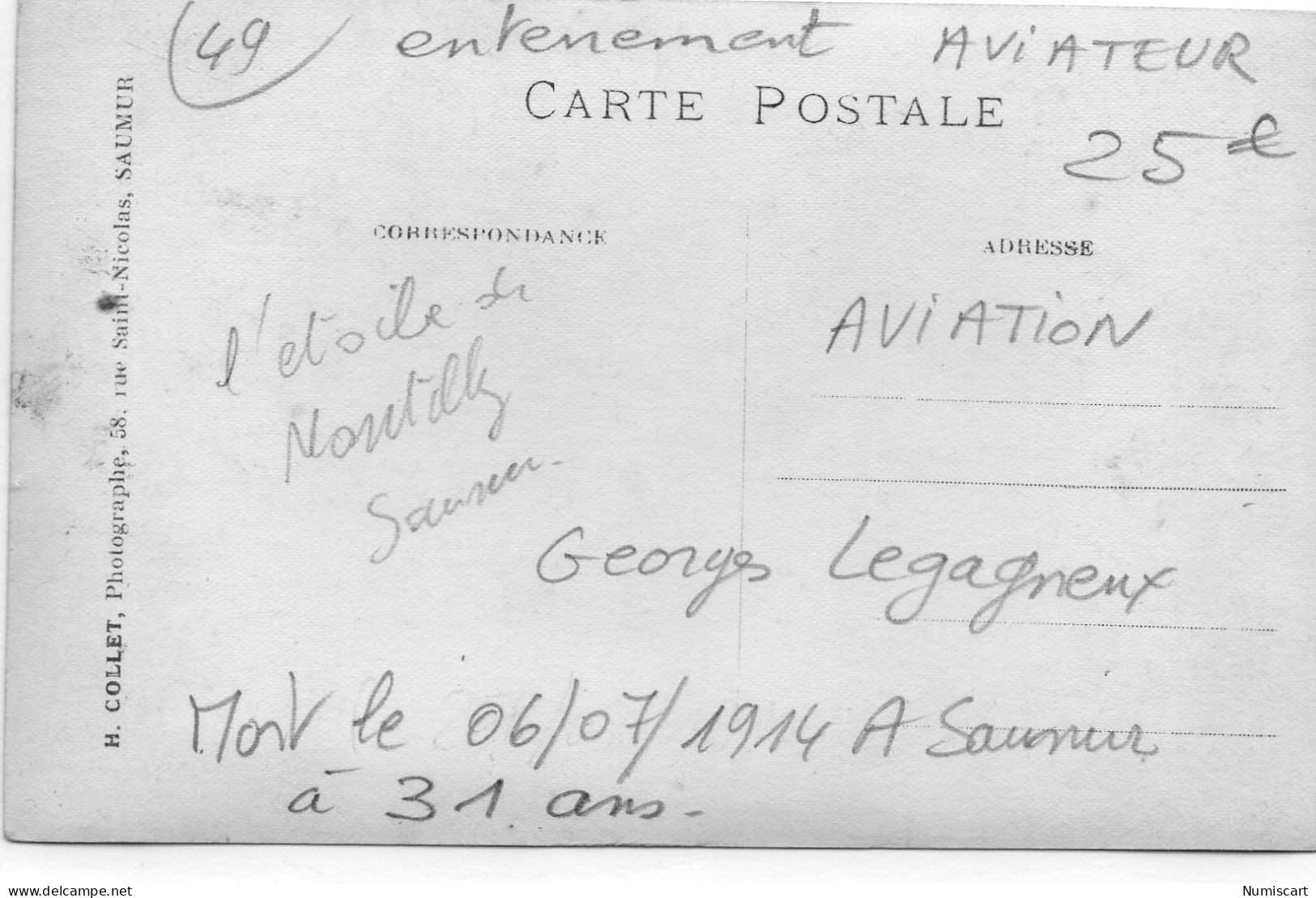 Saumur Carte Photo Très Animée Enterrement De Georges Legagneux Accident Aviateur Mort En 1914 à 31 Ans Aviation - Saumur