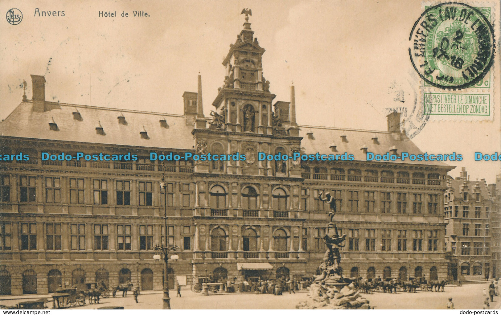 R004834 Anvers. Hotel De Ville. Nels. 1908 - Monde