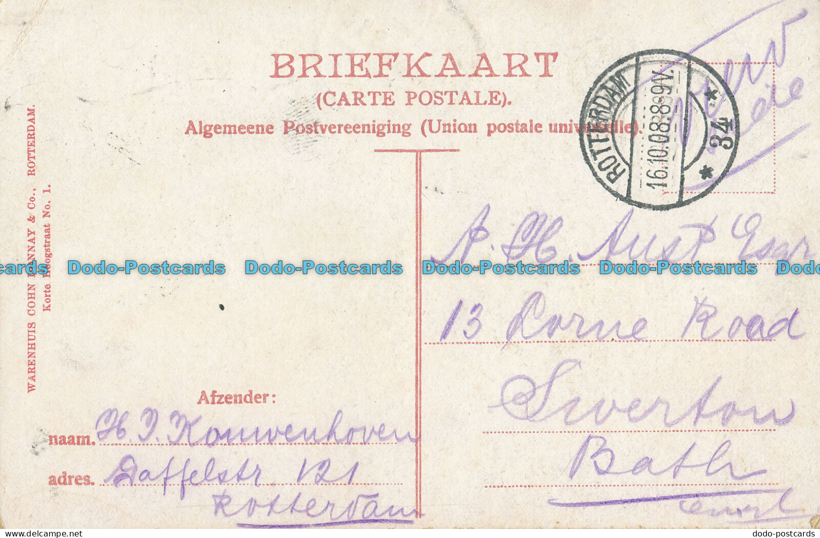 R004835 Rotterdam. Provenierssingel. Warenhuis Cohn Donnay And Co. 1908 - Monde