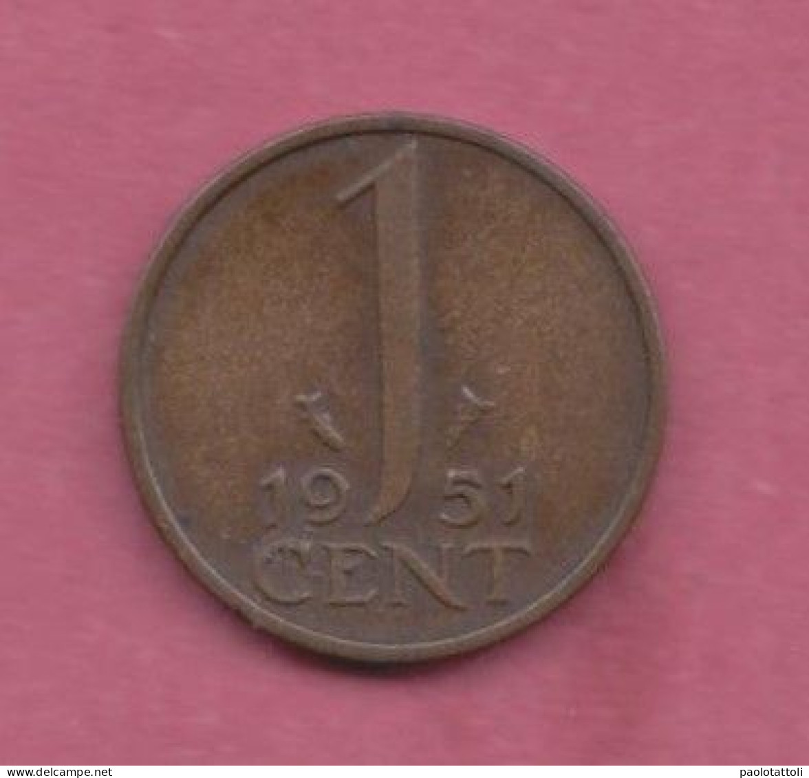 Netherland, 1951- Royal Dutch Mint- 1 Cent - Bronze  . Obverse Queen Juliana Of The Netherlands. Reverse Nomination - 1948-1980: Juliana