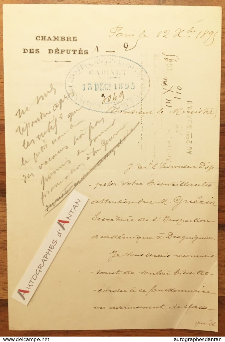 ● L.A.S 1895 Joseph JOURDAN à Raymond POINCARE - Député Du VAR Né à Bastia (Corse) Rare Lettre Autographe - Guérin - Politico E Militare