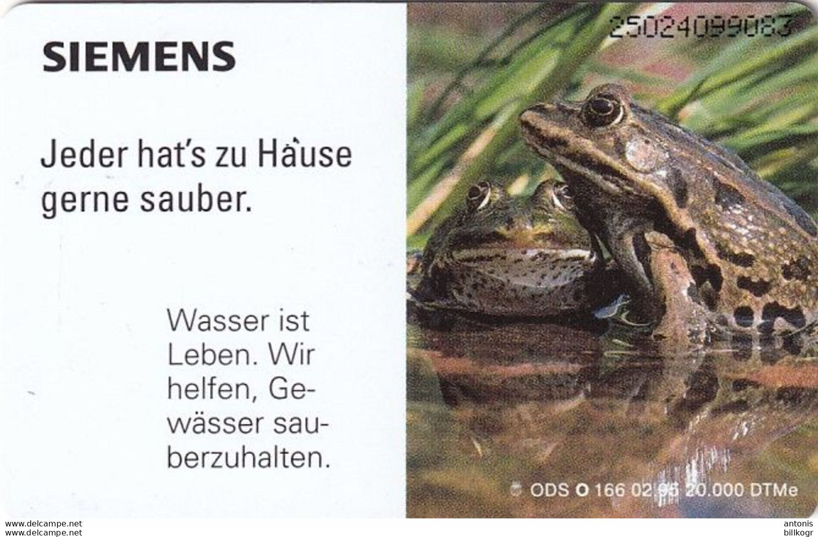 GERMANY - Frog, Siemens Umwelt 1(O 166), Tirage 20000, 02/95, Mint - O-Series: Kundenserie Vom Sammlerservice Ausgeschlossen